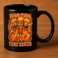 Tung Tung Tung Sahur Italian Brainrot Meme Bootleg Gift 11oz C Handle Ceramic Mug