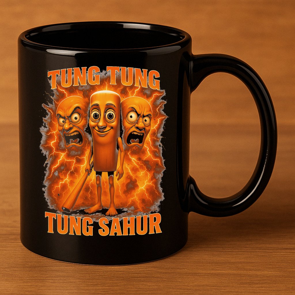 Tung Tung Tung Sahur Italian Brainrot Meme Bootleg Gift 11oz C Handle Ceramic Mug