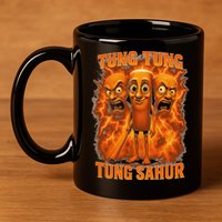 Tung Tung Tung Sahur Italian Brainrot Meme Bootleg Gift 11oz C Handle Ceramic Mug