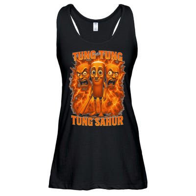 Tung Tung Tung Sahur Italian Brainrot Meme Bootleg Gift Ladies Essential Flowy Tank