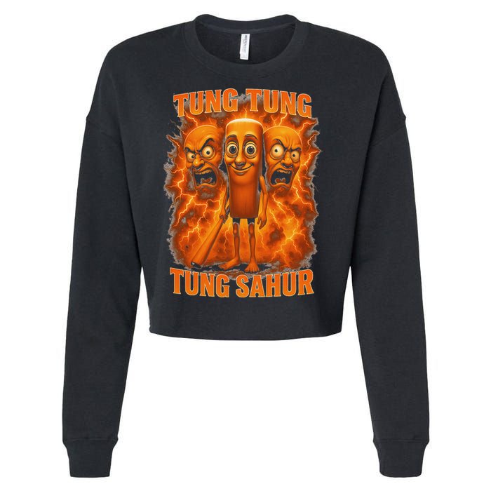 Tung Tung Tung Sahur Italian Brainrot Meme Bootleg Gift Cropped Pullover Crew