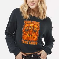 Tung Tung Tung Sahur Italian Brainrot Meme Bootleg Gift Cropped Pullover Crew