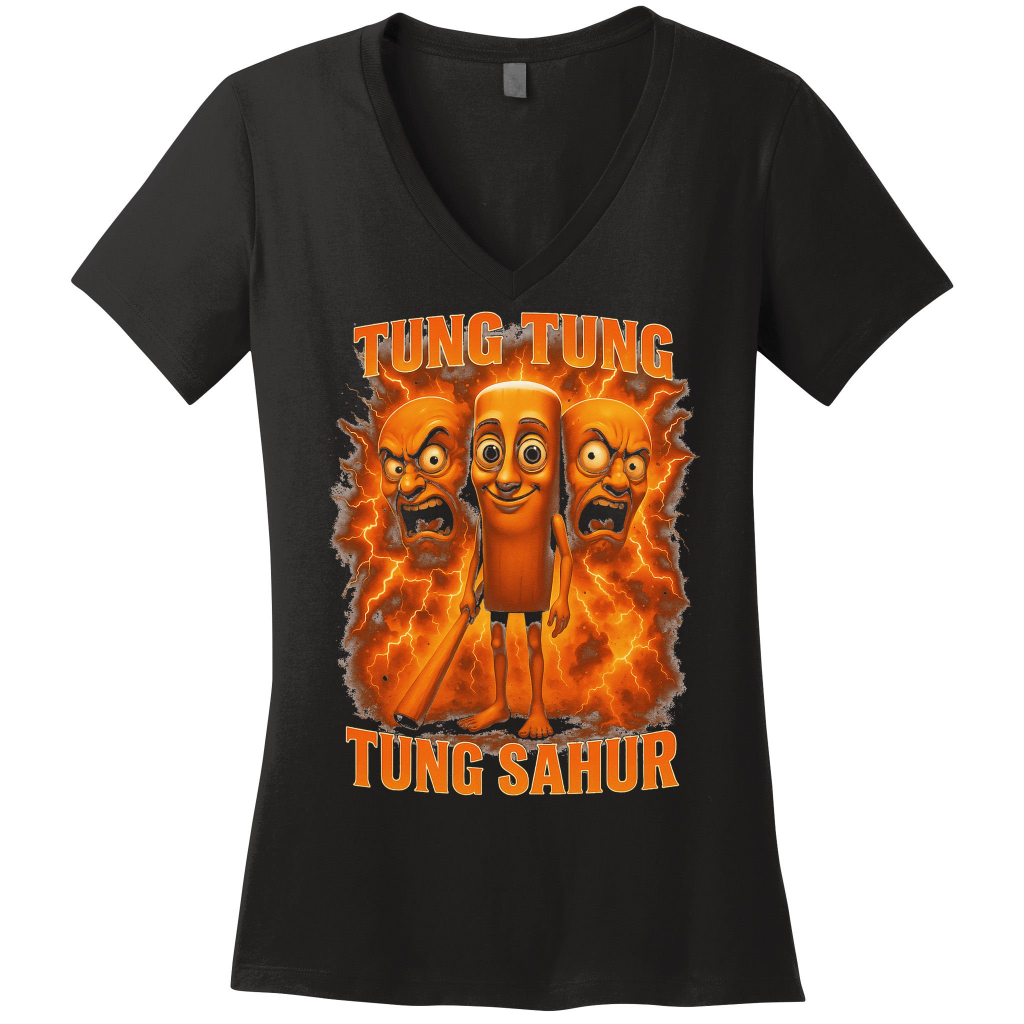Tung Tung Tung Sahur Italian Brainrot Meme Bootleg Gift Women's V-Neck T-Shirt