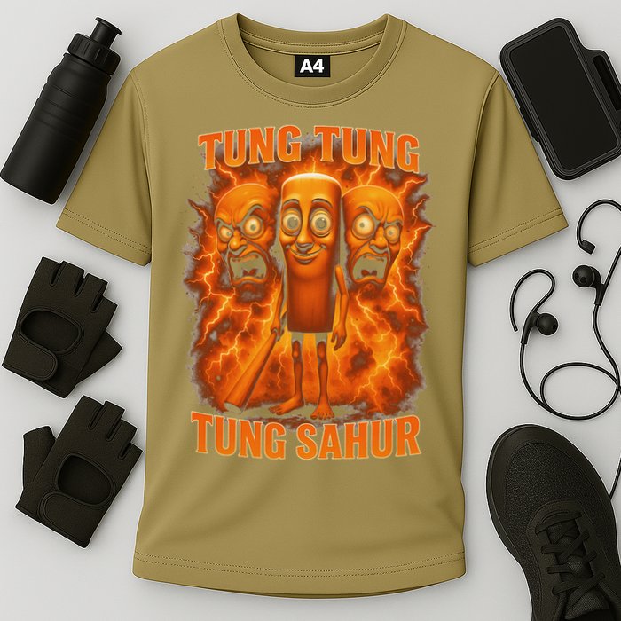Tung Tung Tung Sahur Italian Brainrot Meme Bootleg Gift Cooling Performance Crew T-Shirt