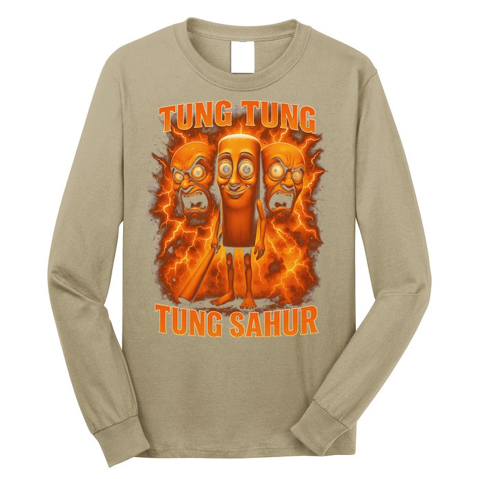 Tung Tung Tung Sahur Italian Brainrot Meme Bootleg Gift Long Sleeve Shirt