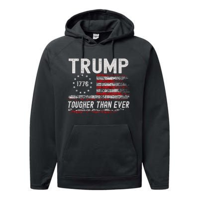 Trump Tougher Than Ever President Donald Trump Us Flag Performance Fleece Hoodie