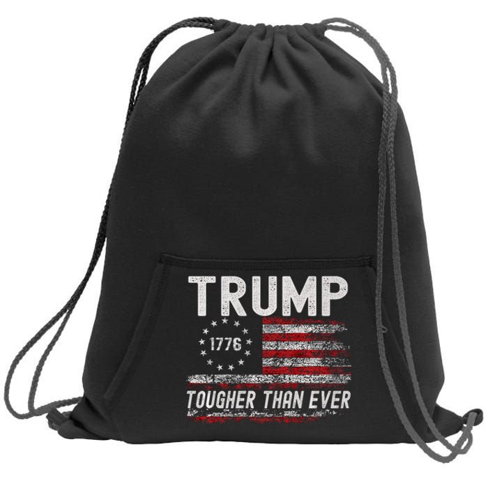 Trump Tougher Than Ever President Donald Trump Us Flag Sweatshirt Cinch Pack Bag