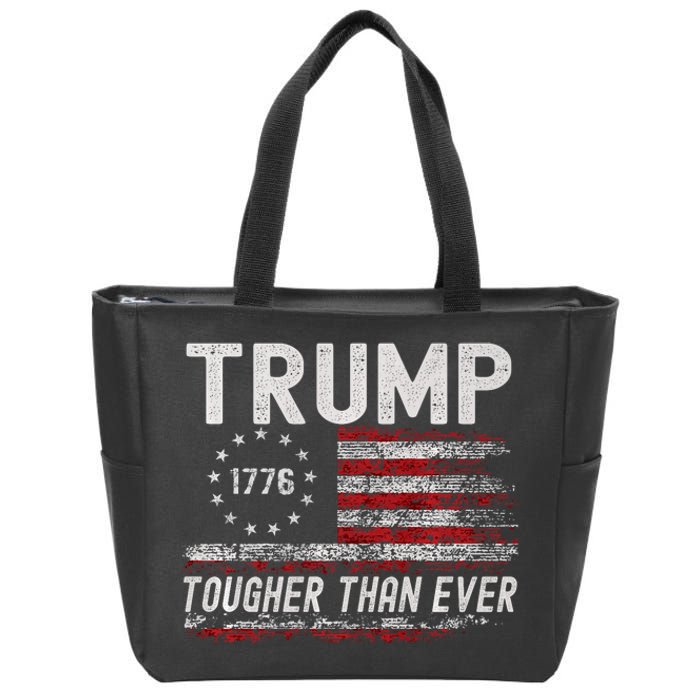 Trump Tougher Than Ever President Donald Trump Us Flag Zip Tote Bag