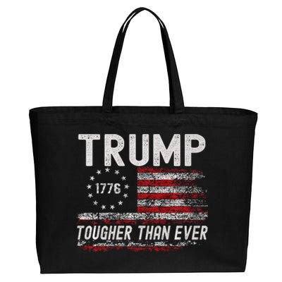 Trump Tougher Than Ever President Donald Trump Us Flag Cotton Canvas Jumbo Tote