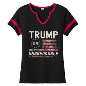 Trump Tougher Than Ever President Donald Trump Us Flag Ladies Halftime Notch Neck Tee