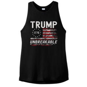 Trump Tougher Than Ever President Donald Trump Us Flag Ladies PosiCharge Tri-Blend Wicking Tank