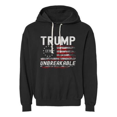 Trump Tougher Than Ever President Donald Trump Us Flag Garment-Dyed Fleece Hoodie