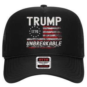 Trump Tougher Than Ever President Donald Trump Us Flag High Crown Mesh Back Trucker Hat