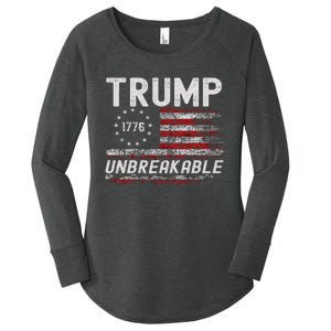 Trump Tougher Than Ever President Donald Trump Us Flag Women's Perfect Tri Tunic Long Sleeve Shirt