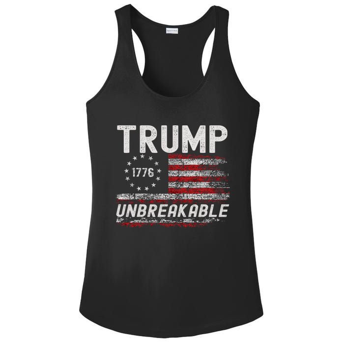 Trump Tougher Than Ever President Donald Trump Us Flag Ladies PosiCharge Competitor Racerback Tank