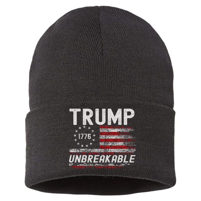 Trump Tougher Than Ever President Donald Trump Us Flag Sustainable Knit Beanie