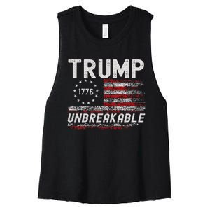 Trump Tougher Than Ever President Donald Trump Us Flag Women's Racerback Cropped Tank