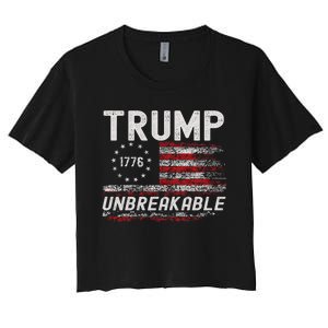 Trump Tougher Than Ever President Donald Trump Us Flag Women's Crop Top Tee