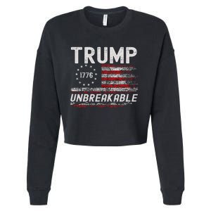 Trump Tougher Than Ever President Donald Trump Us Flag Cropped Pullover Crew