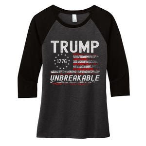 Trump Tougher Than Ever President Donald Trump Us Flag Women's Tri-Blend 3/4-Sleeve Raglan Shirt