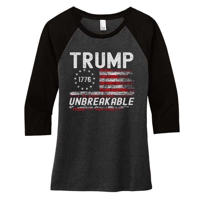 Trump Tougher Than Ever President Donald Trump Us Flag Women's Tri-Blend 3/4-Sleeve Raglan Shirt