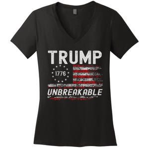 Trump Tougher Than Ever President Donald Trump Us Flag Women's V-Neck T-Shirt