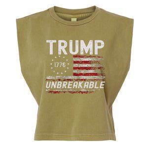 Trump Tougher Than Ever President Donald Trump Us Flag Garment-Dyed Women's Muscle Tee