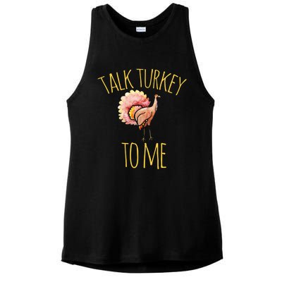 Talk Turkey To Me Gift Family Thanksgiving Dinner Ladies PosiCharge Tri-Blend Wicking Tank