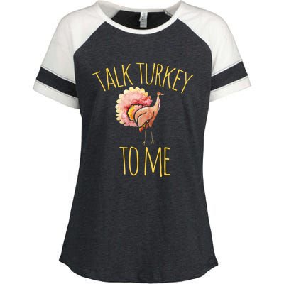 Talk Turkey To Me Gift Family Thanksgiving Dinner Enza Ladies Jersey Colorblock Tee