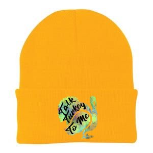 Talk Turkey To Me Thanksgiving Funny Cute Fall Turkey Cute Gift Knit Cap Winter Beanie