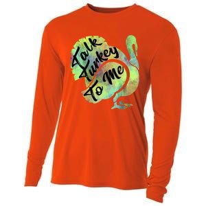 Talk Turkey To Me Thanksgiving Funny Cute Fall Turkey Cute Gift Cooling Performance Long Sleeve Crew