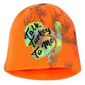 Talk Turkey To Me Thanksgiving Funny Cute Fall Turkey Cute Gift Kati - Camo Knit Beanie