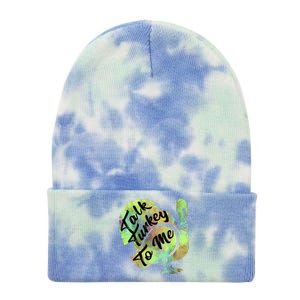 Talk Turkey To Me Thanksgiving Funny Cute Fall Turkey Cute Gift Tie Dye 12in Knit Beanie