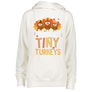 Team Tiny Turkeys Nurse Turkey Thanksgiving Fall Nicu Nurse Gift Womens Funnel Neck Pullover Hood