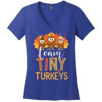 Team Tiny Turkeys Nurse Turkey Thanksgiving Fall Nicu Nurse Gift Women's V-Neck T-Shirt