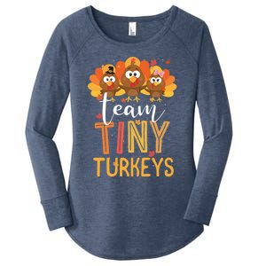 Team Tiny Turkeys Nurse Turkey Thanksgiving Fall Nicu Nurse Gift Women's Perfect Tri Tunic Long Sleeve Shirt