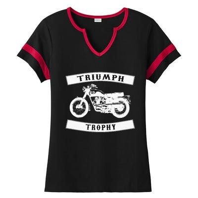 Triumph Tr6 Trophy Classic Motor Cycle Ladies Halftime Notch Neck Tee