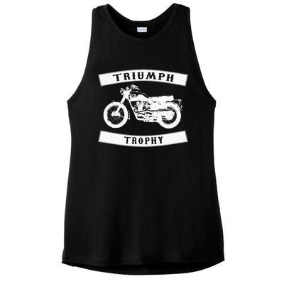 Triumph Tr6 Trophy Classic Motor Cycle Ladies PosiCharge Tri-Blend Wicking Tank