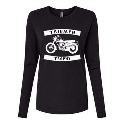 Triumph Tr6 Trophy Classic Motor Cycle Womens Cotton Relaxed Long Sleeve T-Shirt