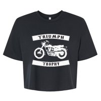 Triumph Tr6 Trophy Classic Motor Cycle Bella+Canvas Jersey Crop Tee