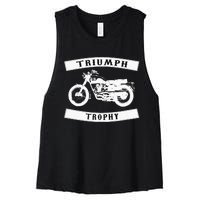 Triumph Tr6 Trophy Classic Motor Cycle Women's Racerback Cropped Tank