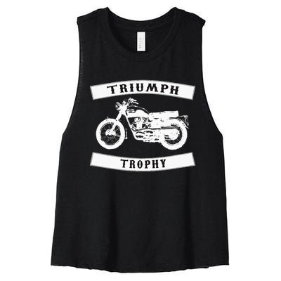 Triumph Tr6 Trophy Classic Motor Cycle Women's Racerback Cropped Tank