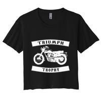 Triumph Tr6 Trophy Classic Motor Cycle Women's Crop Top Tee