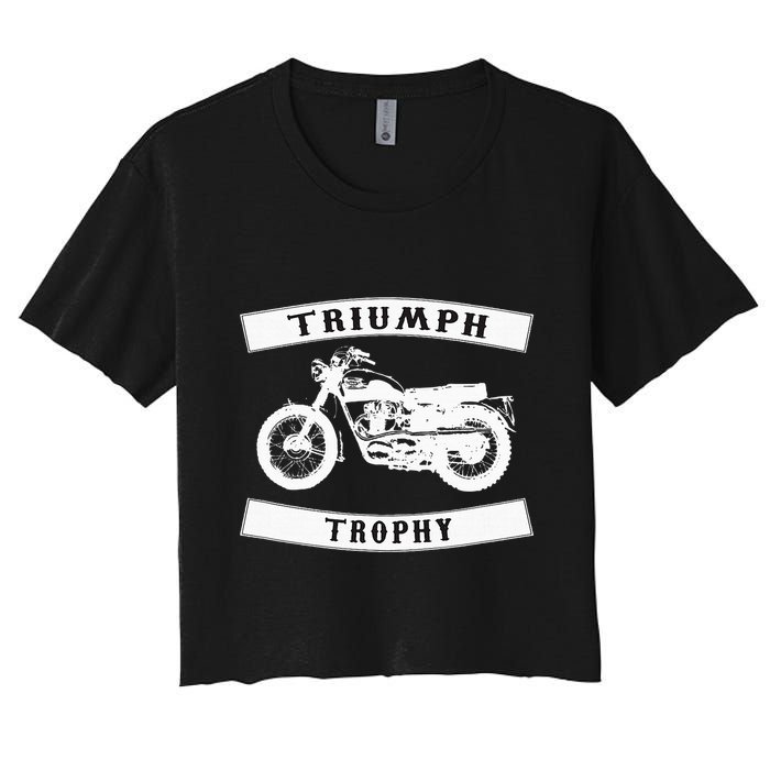 Triumph Tr6 Trophy Classic Motor Cycle Women's Crop Top Tee