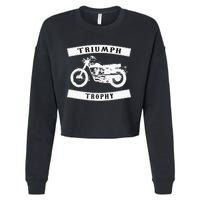 Triumph Tr6 Trophy Classic Motor Cycle Cropped Pullover Crew