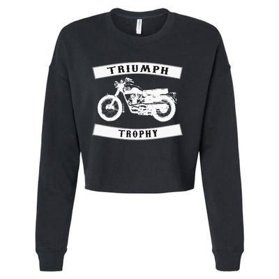 Triumph Tr6 Trophy Classic Motor Cycle Cropped Pullover Crew