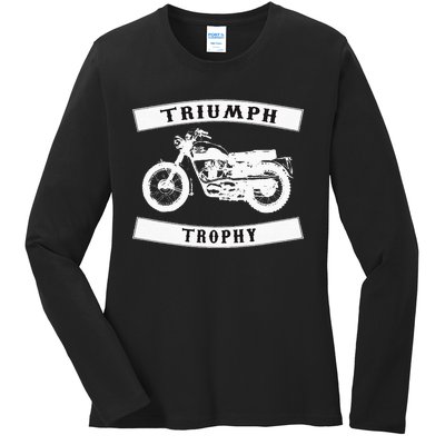 Triumph Tr6 Trophy Classic Motor Cycle Ladies Long Sleeve Shirt