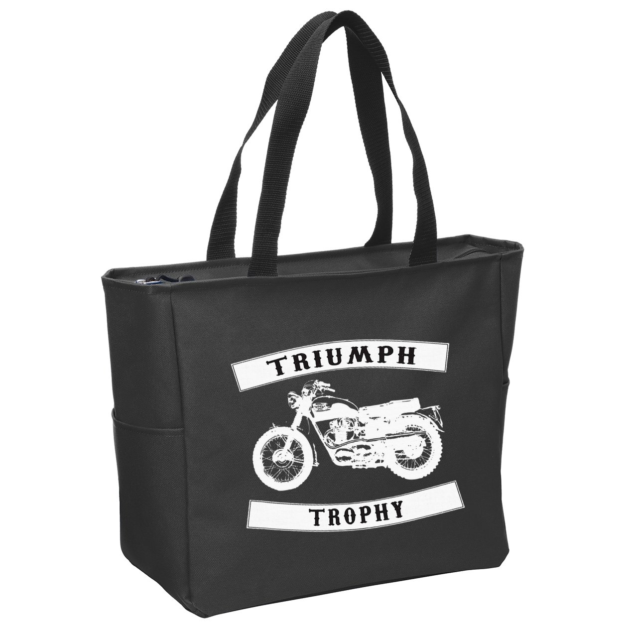 Triumph Tr6 Trophy Classic Motor Cycle Zip Tote Bag