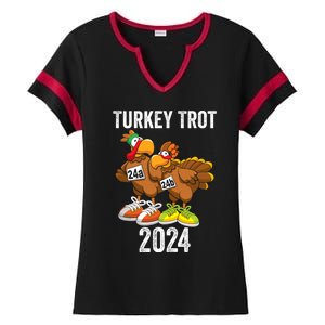 Thanksgiving Turkey Trot Squad 2024 Trot Race Couple Funny Ladies Halftime Notch Neck Tee