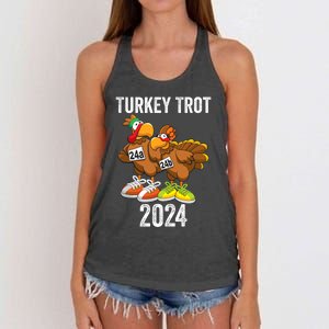 Thanksgiving Turkey Trot Squad 2024 Trot Race Couple Funny Women's Knotted Racerback Tank